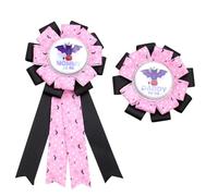 Umibow 2 pines de hojalata con texto en inglés "Daddy and Mommy to Be" para Halloween, baby shower, para revelar el género, para mamá y ser pin papá, roseta para nuevos padres, hojalata, cinta, No es