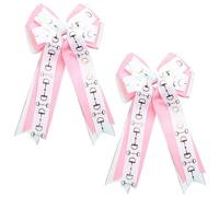 Umibow 2 pinzas para el pelo ecuestre con patrón de puntas de caballo, horquillas ecuestres, moño para el pelo, pasadores cortos de estribo para competiciones de equitación (blanco, rosa)