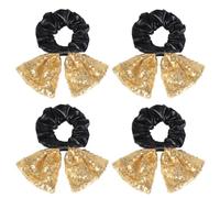 Umibow 4 coleteros de piel sintética con lazos para el pelo con lentejuelas, lazos anudados, lazos elásticos para el pelo para mujer
