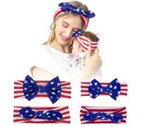 Umibow 4 diademas con diseño de bandera estadounidense para padres e hijos, turbante a juego para mamá y bebé, día de la independencia, banda para el cabello con lazo elástico (color B)