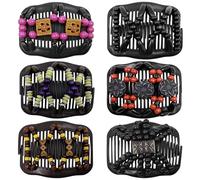 Umibow 6 peines mágicos elásticos para el cabello, doble peine, pinzas elásticas de madera con cuentas de madera, para hacer moños, accesorios para el cabello rizado, grueso y ondulado