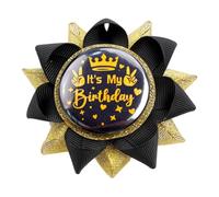 Umibow Broche de botón de feliz cumpleaños, broche de cinta de cumpleaños, broche de roseta, decoración de fiesta para mujeres y hombres, 3.54 x 3.54 inches, cinta, hojalata, No es una piedra preciosa