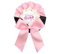 Umibow Pin de botón de feliz cumpleaños, lazo de cumpleaños, cinta de roseta, pin de insignia para niñas y mujeres, decoración de fiesta, 7.87 x 5.12 inches, cinta, hojalata, No es una piedra preciosa