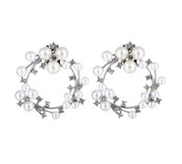 Umiin Clip de zapatos con perlas y diamantes de imitación de cristal, hebilla de zapatos para boda, fiesta, 5 x 5 cm, Aluminio, Diamantes de imitación