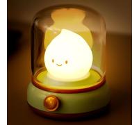 Umikk Bonita lámpara de queroseno para niños, luz de llama de silicona ámbar Kawaii, luz nocturna para bebé, silicona USB, bonita lámpara de queroseno, para niños, niñas (verde)