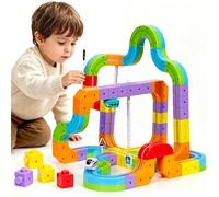 Umikk Clickrail Electric Train Set Flexible Race Track, Magic Rail Block, Magic Rail Block with Gravity Defying 3D, Flexible Race Car Magnetic Track Set, for Kids (Style 1 (88 Stück))