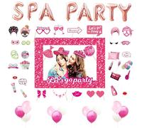 Umimiss Suministros de fiesta de spa para niñas, suministros de fiesta de mimos para niñas, maquillaje de spa, suministros de fiesta de cumpleaños, juego de suministros de fiesta de spa, decoraciones