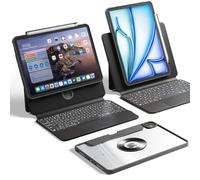 Uminy Funda con teclado inalámbrico para 10ª generación de 10.9 pulgadas (2022) y iPad 11ª (A16, 2025), funda tipo libro desmontable giratoria de 360° con panel táctil, teclas retroiluminadas, soporte