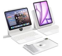 Uminy Funda con teclado inalámbrico para iPad Pro de 12.9 pulgadas (1-4 generación) y iPad Air de 13 pulgadas (M3/M2), funda tipo libro desmontable giratoria de 360° con panel táctil, teclas