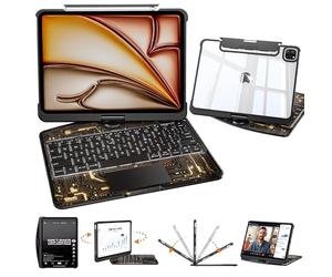 Uminy Funda transparente con teclado para iPad Air de 11 pulgadas (M3/M2 2025/2024), Air 5/4ª generación de 11.9 pulgadas y iPad Pro de 11 pulgadas (4ª-1ª), diseño transparente, trackpad de precisión