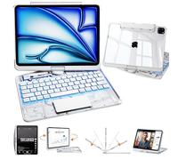 Uminy Funda transparente con teclado para iPad de 11ª generación 2025 (A16 de 11 pulgadas) y iPad de 10ª generación 2022 (10.9 pulgadas) con trackpad multitáctil, soporte giratorio de 360°