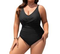 UMIPUBO Bañador Mujer Talla Grande Traje de Baño de Una Pieza Reductores Vientre Plano Cuello en V Sexy Push Up con Relleno con Ropa(Negro,4XL)