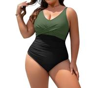 UMIPUBO Bañador Mujer Talla Grande Traje de Baño de Una Pieza Reductores Vientre Plano Cuello en V Sexy Push Up con Relleno con Ropa L-4XL