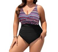 UMIPUBO Bañador Mujer Talla Grande Traje de Baño de Una Pieza Reductores Vientre Plano Cuello en V Sexy Push Up con Relleno con Ropa L-4XL
