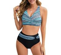 UMIPUBO Bikinis Mujer 2024 Talle Alto Push Up Traje de Baño Reductor Barriga Bañadores Sexy Talla Grande Ropa de Playa(Negro-A,XL)