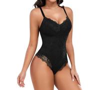 UMIPUBO Body Moldeador Mujer Bodies Fajas Reductoras Adelgazante Shapewear Invisible Reductor Control de Abdomen Escote V Body Corset Moldeadora de Encaje Bodysuit Posparto (Negro, L)