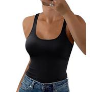 UMIPUBO Camiseta Tirantes Mujer sin Mangas Verano Camisetas Sexy Top Tank Cuello en U Elástica Elegante Casual Camisola Shirt Basicas Slim Fit Elástica Sólido Interior Elástico (Negro, XL)