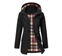 UMIPUBO Chubasquero Mujer Impermeable Chaqueta Abrigo a Prueba de Viento Parka Ligero Larga Cortavientos Primavera Otoño Chubasquero Ligera Capucha Abrigo Deportivo Trekking Al Aire Libre (Negro, S)