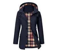 UMIPUBO Chubasquero Mujer Impermeable Chaqueta Abrigo a Prueba de Viento Parka Ligero Larga Cortavientos Primavera Chubasquero Ligera Capucha Abrigo Deportivo Trekking Al Aire Libre (Azul Marino, XXL)