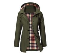 UMIPUBO Chubasquero Mujer Impermeable Chaqueta Abrigo a Prueba de Viento Parka Ligero Larga Cortavientos Primavera Otoño Chubasquero Ligera Capucha Abrigo Deportivo Trekking Al Aire Libre (Verde, XL)