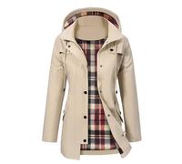 UMIPUBO Chubasquero Mujer Impermeable Chaqueta Abrigo a Prueba de Viento Parka Ligero Larga Cortavientos Primavera Otoño Chubasquero Ligera Capucha Abrigo Deportivo Trekking Al Aire Libre (Caqui, XL)