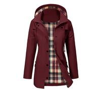 UMIPUBO Chubasquero Mujer Impermeable Chaqueta Abrigo a Prueba de Viento Parka Ligero Larga Cortavientos Primavera Otoño Chubasquero Ligera Capucha Abrigo Deportivo Trekking Al Aire Libre (Vino, S)