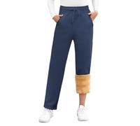 UMIPUBO Pantalon Chandal Mujer Invierno Termico Pantalones Algodon Casual Pantalon Deportivo con Cordón Ajustable con 2 Bolsillos Fleece Pantalones de Jogging(Blau,L)
