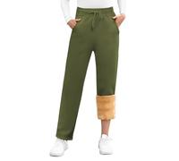 UMIPUBO Pantalon Chandal Mujer Invierno Termico Pantalones Algodon Casual Pantalon Deportivo con Cordón Ajustable con 2 Bolsillos Fleece Pantalones de Jogging(Verde,XL)