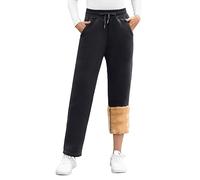 UMIPUBO Pantalon Chandal Mujer Invierno Termico Pantalones Algodon Casual Pantalon Deportivo con Cordón Ajustable con 2 Bolsillos Fleece Pantalones de Jogging(Negro,M)