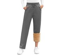 UMIPUBO Pantalon Chandal Mujer Invierno Termico Pantalones Algodon Casual Pantalon Deportivo con Cordón Ajustable con 2 Bolsillos Fleece Pantalones de Jogging(Gris Oscuro,M)