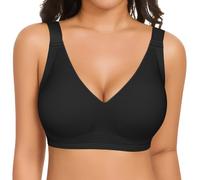 UMIPUBO Sujetador sin Aros Mujer Sujetadores Push Up sin Costuras con Relleno Básicos Bralette Cuello en V Sexy Suave Comodos Sostenes Cobertura Completa Tipo Dormir Diario Bra (Negro, S)
