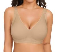 UMIPUBO Sujetador sin Aros Mujer Sujetadores Push Up sin Costuras con Relleno Básicos Bralette Cuello en V Sexy Suave Comodos Sostenes Cobertura Completa Tipo Dormir Diario Bra (Piel, M)