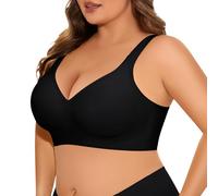 UMIPUBO Sujetador Sin Aros Tallas Grandes Mujer Push Up Soporte Sin Costuras Copa Completa Básico Cómodo Tirantes Anchos Suave Sostenes Relleno Brasieres (Negro, XXL)