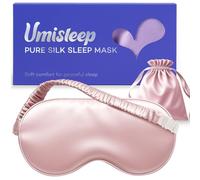 Umisleep Antifaz para dormir de seda 100% pura, 22 Momme 6A, suave y liso, transpirable, para mujeres y hombres, mejor sellado de luz, con estuche de viaje, banda ajustable, gafas de dormir (Rosa)