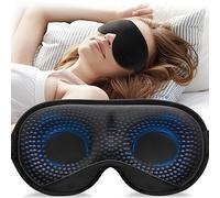Umisleep Antifaz para Dormir, Máscara de sueño con peso 3D para Mujere y Hombre 100% Bloquea la luz, Aliviar el estrés, Cubierta para el dolor de cabeza, correa ajustable, 120g, Negro