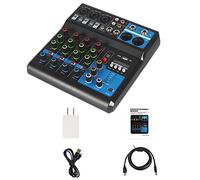 Umisu - Mezclador de 5 canales, mesa mezcladora de audio y USB con alimentación fantasma 48 V, consola mezcladora para ordenador y micrófono, mezclador de audio para Live Studio Scene