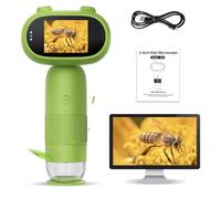 Umisu Microscopio Digital Portátil 1000X con Pantalla IPS de 2,0", 8 LED Ajustables, Instrumento Científico para Estudiantes y Adultos a Partir de 14 Años, Regalo Ideal para Educación y Hobby (Verde)