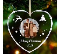 Umitive Adornos Navidad Personalizada con Foto y Texto, Decoración para Árbol de Navidad de Cristal, Regalo para Parejas, Familia y Primera Navidad Juntos 2025 (Style A)