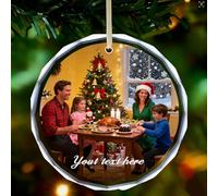 Umitive Adornos Navidad Personalizada con Foto y Texto, Decoración para Árbol de Navidad de Cristal, Regalo para Parejas, Familia y Primera Navidad Juntos 2025 (Style B)