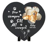 Umitive Lápida Personalizada para Mascotas - Placa Conmemorativa Cuadrada con Foto y Nombre - Regalo por la Pérdida de un Perro, Gato - Decoración para Cementerio de Mascotas (Style H)