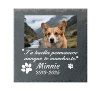 Umitive Lápida Personalizada para Mascotas - Placa Conmemorativa Cuadrada con Foto y Nombre - Regalo por la Pérdida de un Perro, Gato - Decoración para Cementerio de Mascotas (Style E)