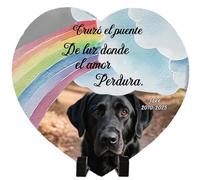 Umitive Lápida Personalizada para Mascotas - Placa Conmemorativa Cuadrada con Foto y Nombre - Regalo por la Pérdida de un Perro, Gato - Decoración para Cementerio de Mascotas (Style G)