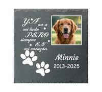 Umitive Lápida Personalizada para Mascotas - Placa Conmemorativa Cuadrada con Foto y Nombre - Regalo por la Pérdida de un Perro, Gato - Decoración para Cementerio de Mascotas (Style A)
