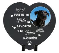 Umitive Lápida Personalizada para Mascotas - Placa Conmemorativa Cuadrada con Foto y Nombre - Regalo por la Pérdida de un Perro, Gato - Decoración para Cementerio de Mascotas (Style K)