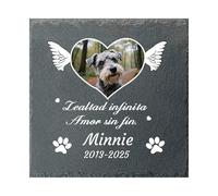 Umitive Lápida Personalizada para Mascotas - Placa Conmemorativa Cuadrada con Foto y Nombre - Regalo por la Pérdida de un Perro, Gato - Decoración para Cementerio de Mascotas (Style C)
