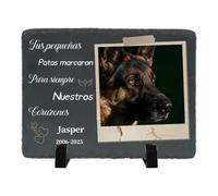 Umitive Lápida Personalizada para Mascotas - Placa Conmemorativa Cuadrada con Foto y Nombre - Regalo por la Pérdida de un Perro, Gato - Decoración para Cementerio de Mascotas (Style M)