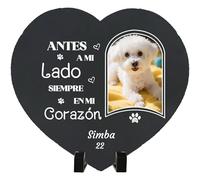Umitive Lápida Personalizada para Mascotas - Placa Conmemorativa Cuadrada con Foto y Nombre - Regalo por la Pérdida de un Perro, Gato - Decoración para Cementerio de Mascotas (Style F)