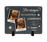 Umitive Lápida Personalizada para Mascotas - Placa Conmemorativa Cuadrada con Foto y Nombre - Regalo por la Pérdida de un Perro, Gato - Decoración para Cementerio de Mascotas (Style L)