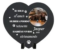 Umitive Lápida Personalizada para Mascotas - Placa Conmemorativa Cuadrada con Foto y Nombre - Regalo por la Pérdida de un Perro, Gato - Decoración para Cementerio de Mascotas (Style J)
