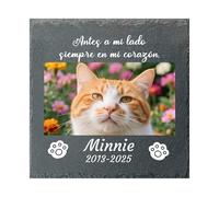 Umitive Lápida Personalizada para Mascotas - Placa Conmemorativa Grabada para Gato, Regalo de Pésame por Pérdida de Mascota, Decoración de Jardín con Foto, En Memoria de Tu Mascota (Style A)